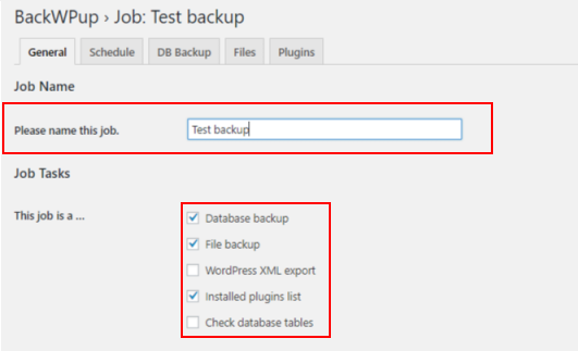 best backup WordPress plugin - backwpup job 1